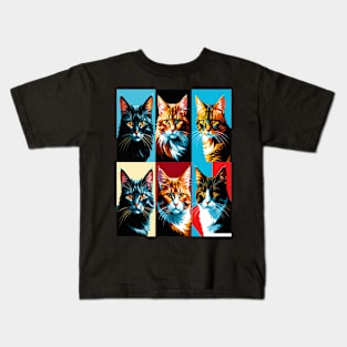 Pop Art Cat Portraits Kids T-Shirt